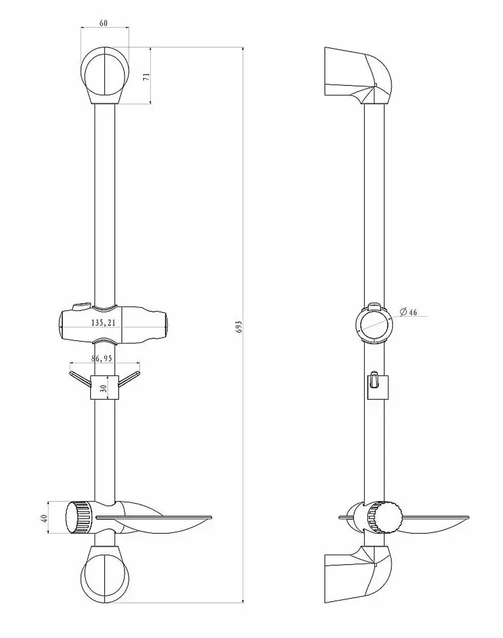 Стойка душевая 693мм LM8065C