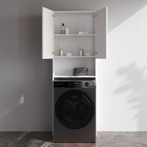 Шкаф над стиральной машиной с дверями и открытой полкой, узкий, 65 см, белый AM.PM X-Joy M85CSX06521WG1