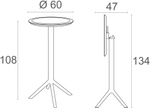 Стол пластиковый барный складной Siesta Contract Sky Folding Bar Table 60, черный