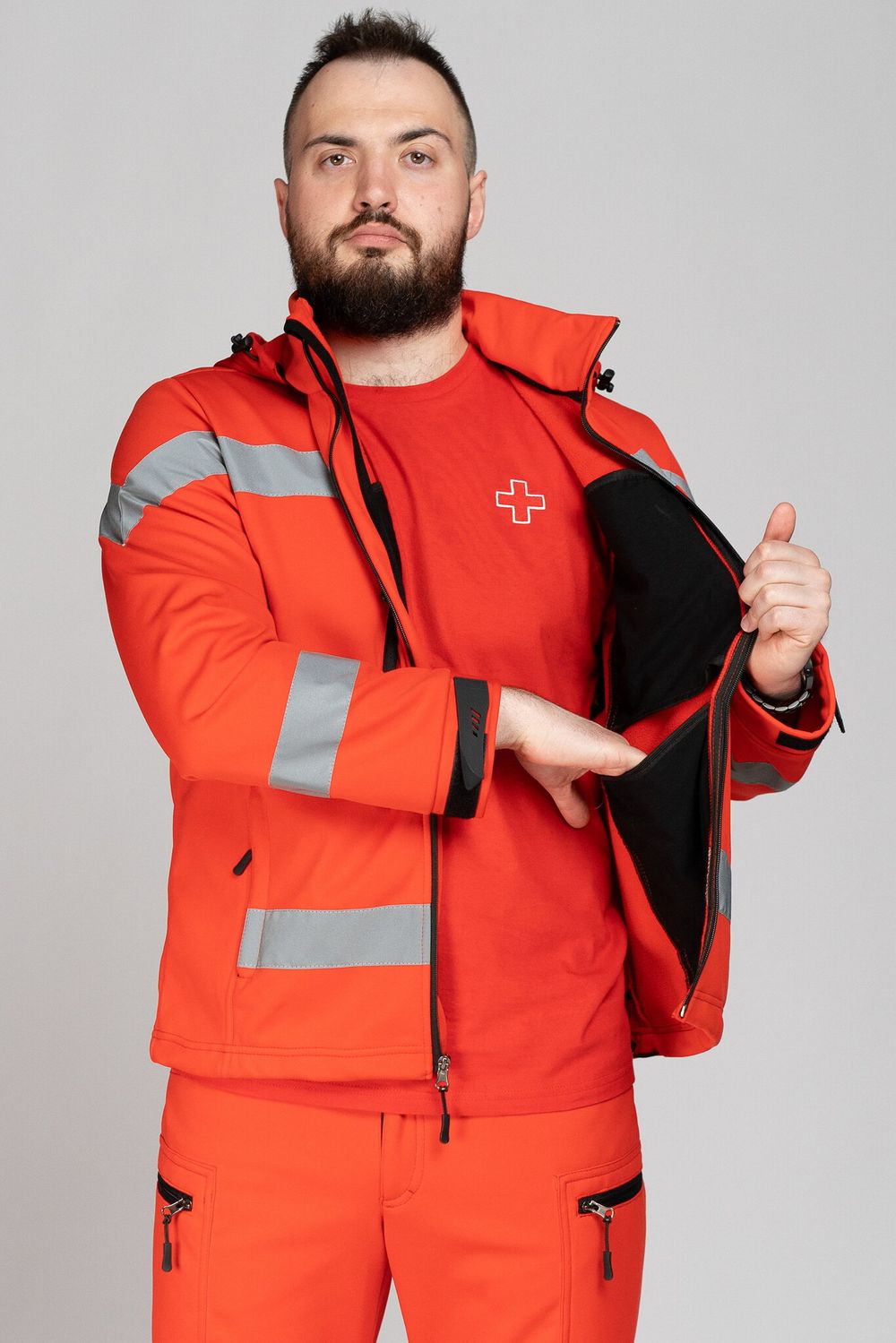 Куртка демисезонная мужская Скорая помощь MedicLine SOFTSHELL красная