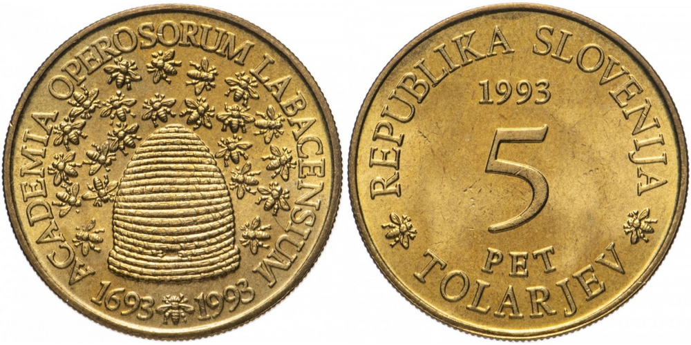 Словения 5 толаров, 1993 300 лет Словенской Академии Наук и Искусств UNC