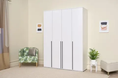 Шкаф 4-х створчатый Норд белый / белый глянец холодный