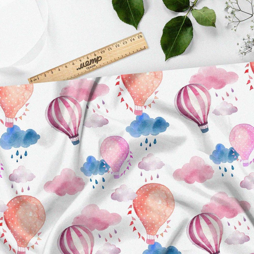 Ткань саржа акварельные воздушные шары