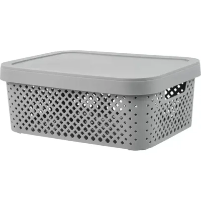 Корзинка для хранения с крышкой Plast Team Stockholm, 10 л серый шторм
