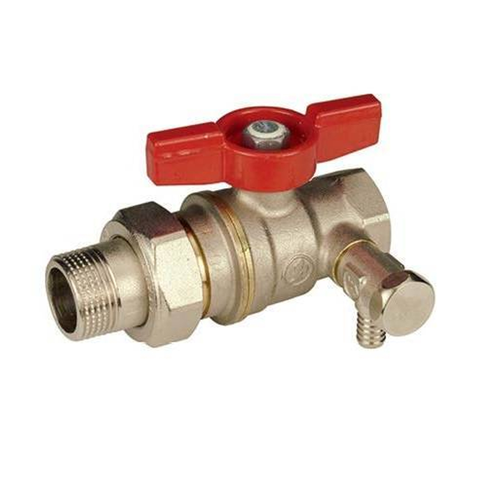 Кран шаровой полнопроходной Giacomini R919S - 3/4* (ВР/НГ, PN42, со сливным клапаном, ручка-бабочка)