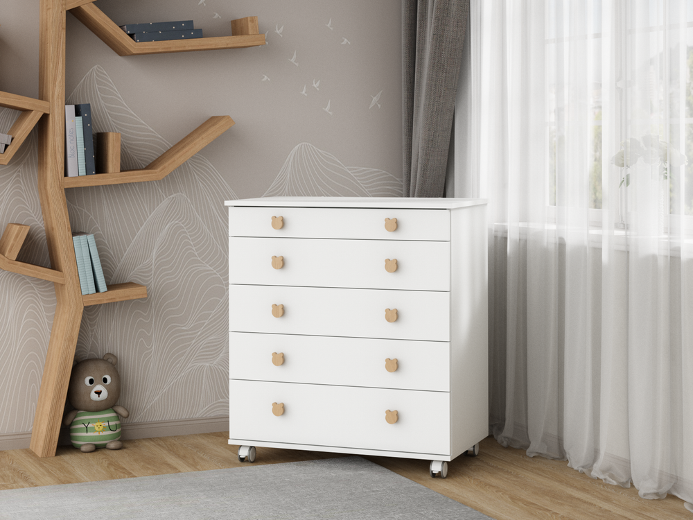 Комод с откидным пеленальным столиком Incanto Мишка цвет белый