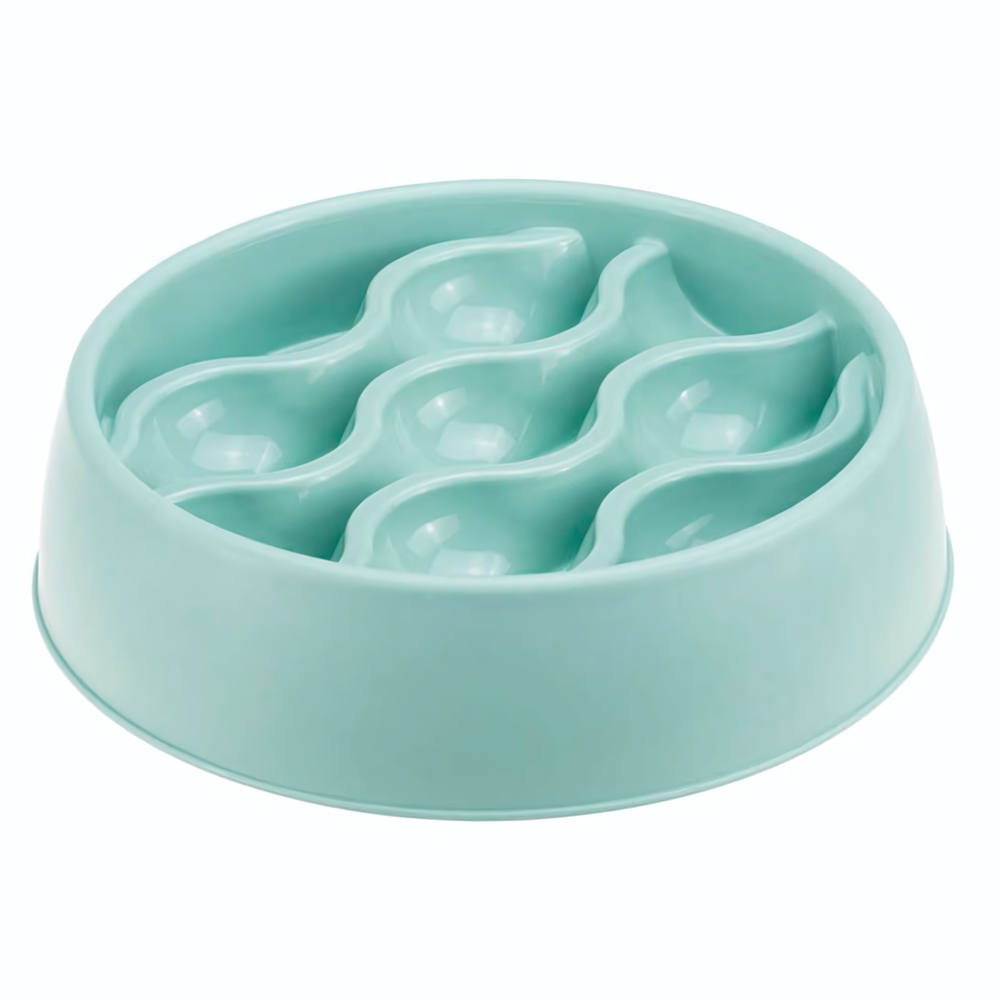 Миска для медленного кормления животных "Волна", морская волна