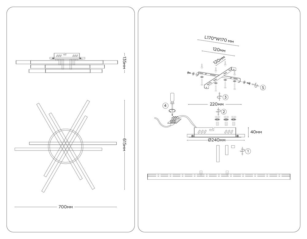 Ambrella Потолочный светодиодный светильник с пультом LineTech FL6271