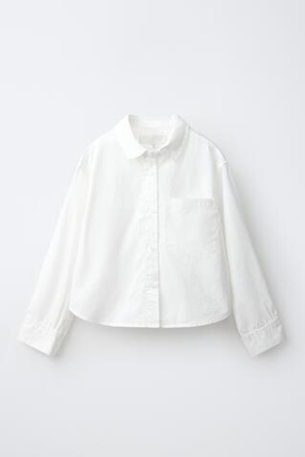 ZARA РУБАШКА ИЗ ПОПЛИНА, БЕЛЫЙ