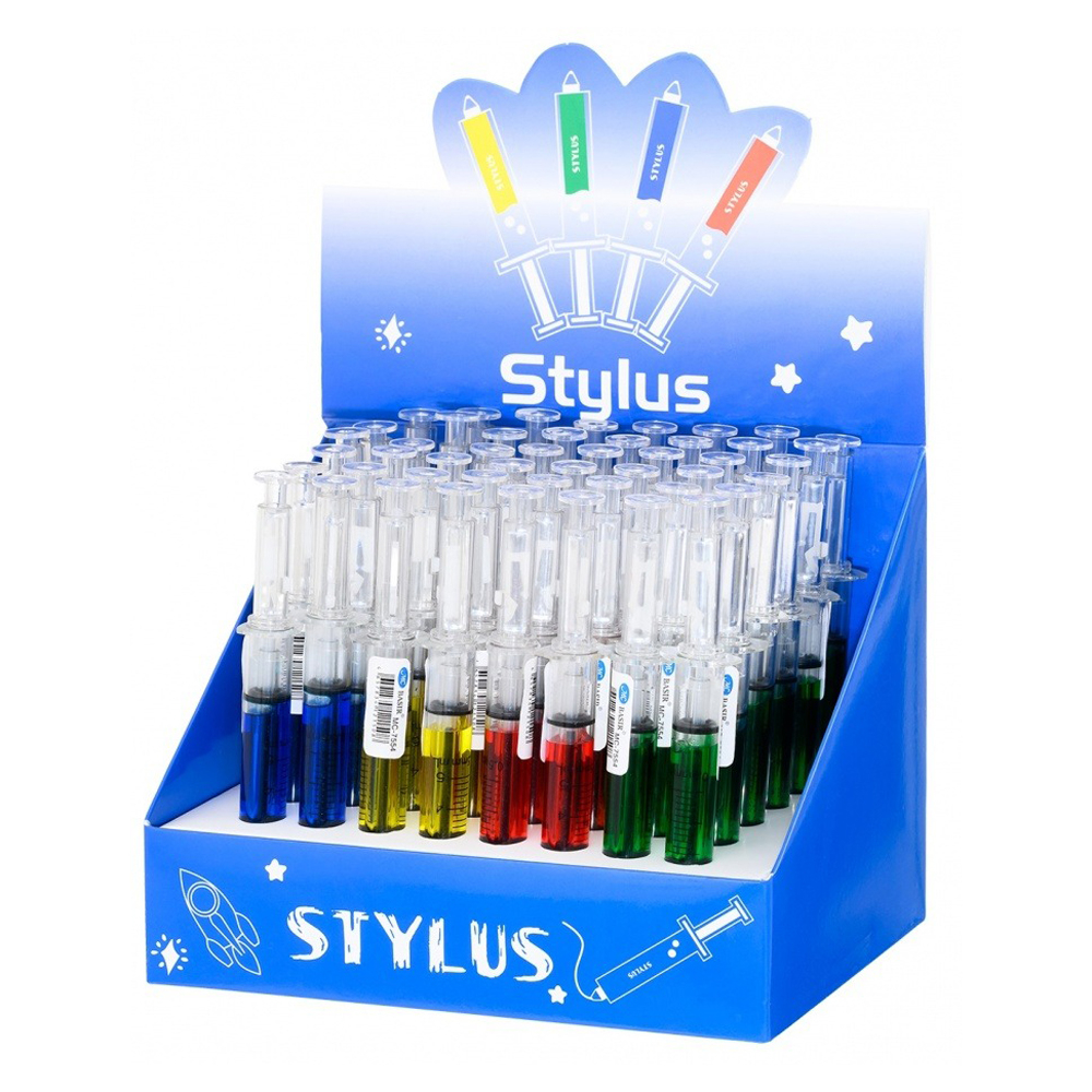 Ручка шариковая, автоматическая, Basir, синие чернила, корпус в форме шприца, 48 шт