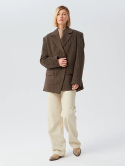 Пальто ассиметрия в полоску