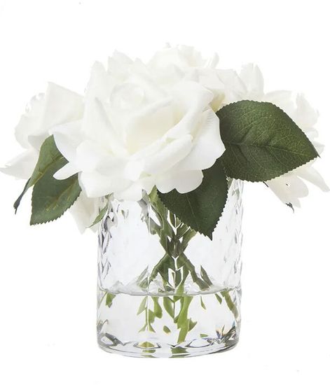 Букет французских роз цвета слоновая кость в прозрачной вазе "ёлочка", Cote Noire