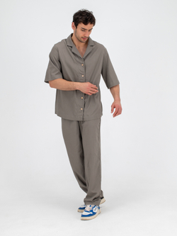 Костюм льняной с брюками. Хаки