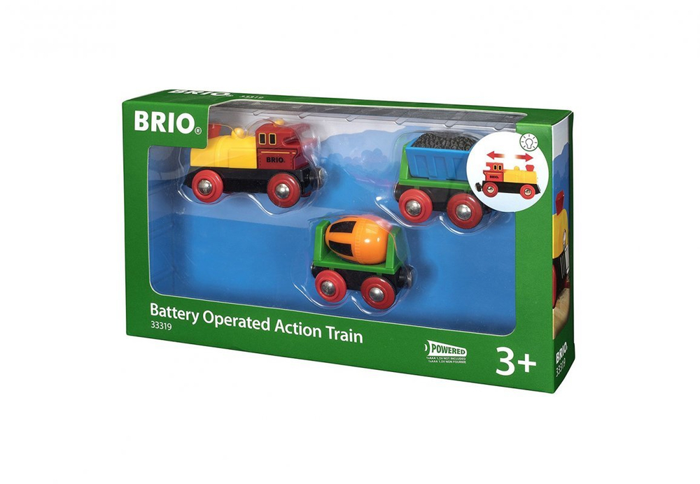 BRIO Грузовой поезд с бетономешалкой и грузом (на батарейках)