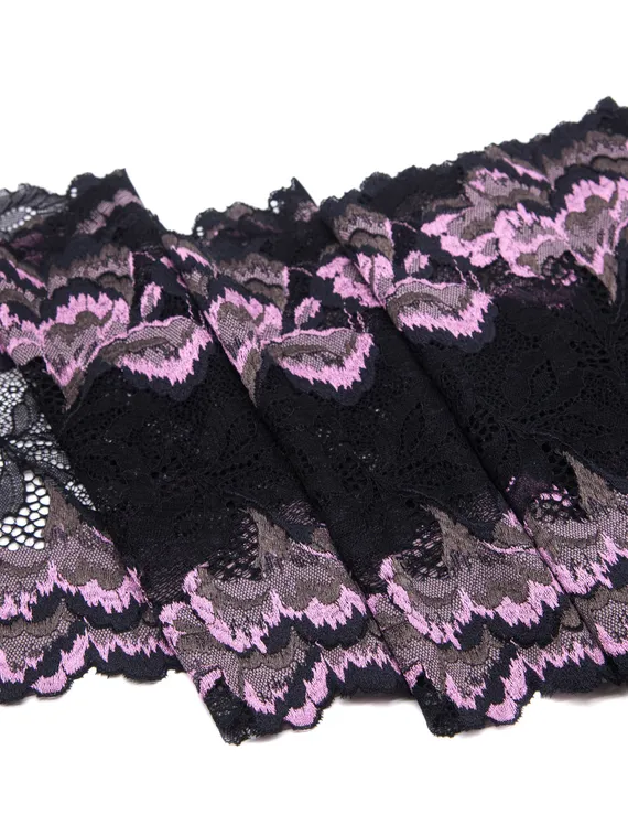 03-272 Кружево эластичное 22 см, черный/розовый