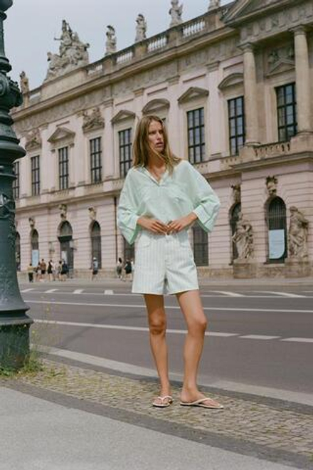 ZARA ШОРТЫ Z1975 MOM FIT, ПОЛОСКИ