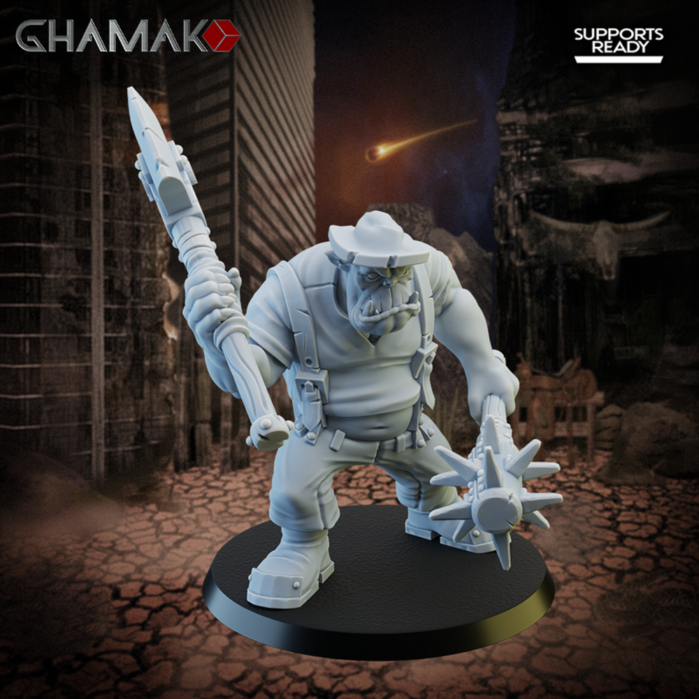 Orks Greenskins Boyz Западный орк №3 с топором и дубиной миниатюра для dnd, днд, pathfinder, фентези, Настольная игра, НРИ, Варгейм, РПГ