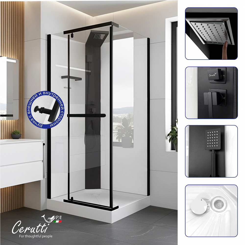 Душевая кабина Ceruttispa МИМИ (MIMI) 90B (90x90x215-225)