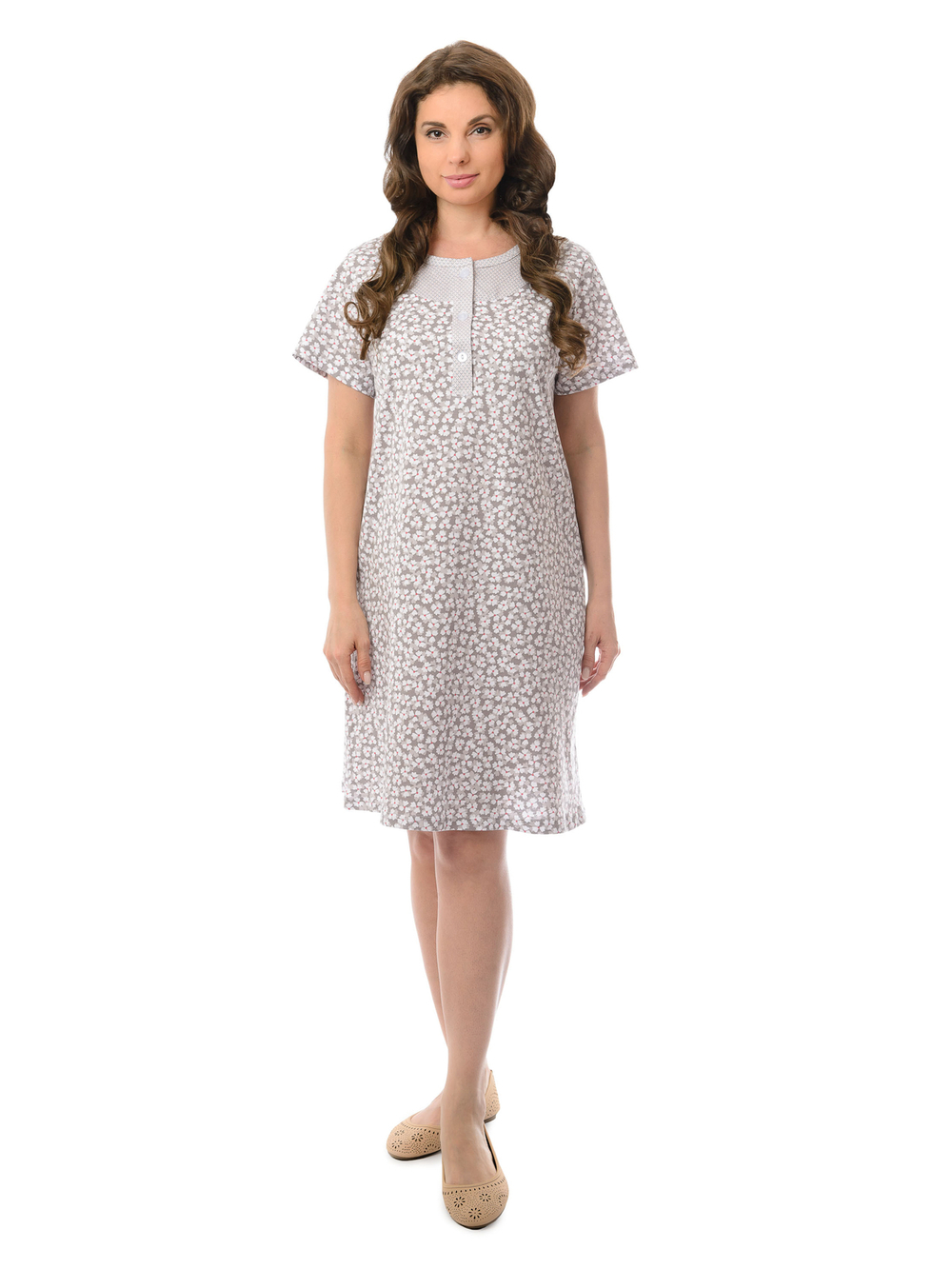 Ночная сорочка С-018/бежтрилистник-чешуя