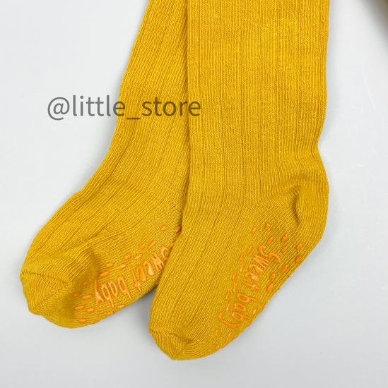 Колготки хлопковые "Полоска" со стоперами, Горчица