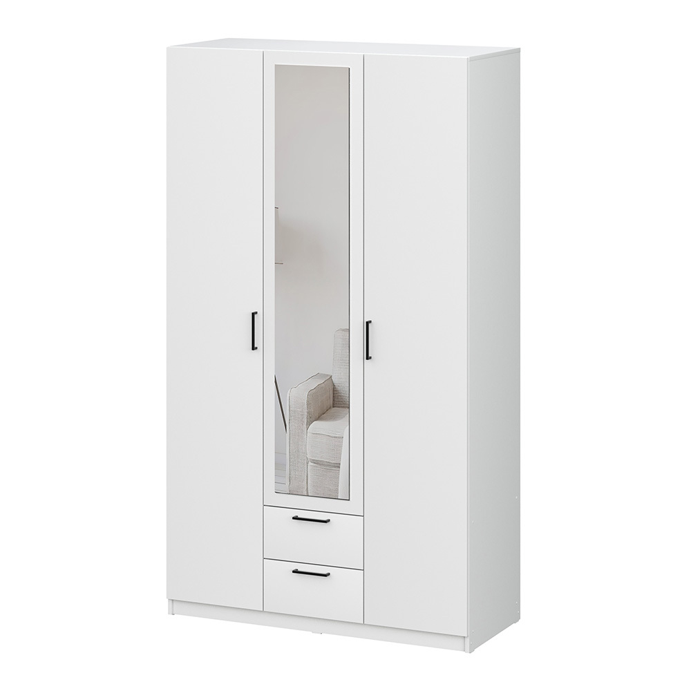 Шкаф трехстворчатый Бали, Белый шагрень