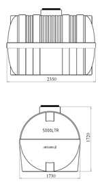 Ёмкость пластиковая пищевая STERH GOR 5000 л. горизонтальная (2-x слойная) (235x173x172см;синий) - арт.555069