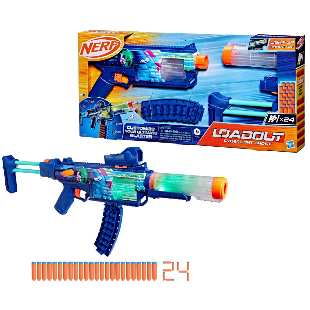 Hasbro G1824 — Бластер Nerf Loadout «Cyberlight Ghost» с 24 стрелами G1824 — фото 1