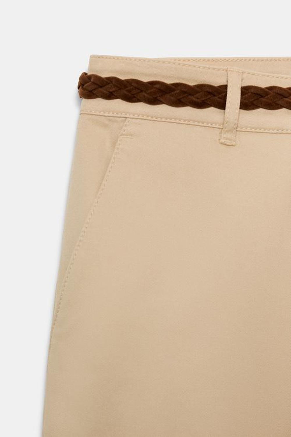 ZARA БРЮКИ ЧИНОС С ПЛЕТЕНЫМ РЕМНЕМ, СВЕТЛЫЙ ЖЕЛТО-КОРИЧНЕВЫЙ