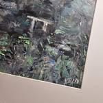 Картина авторская маслом на холсте в паспарту 30х40 см на стену для интерьера "Этюд в голубых тонах"