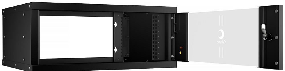 Шкаф настенный 19", 4U Cabeus WSC-05D-4U55/45-BK