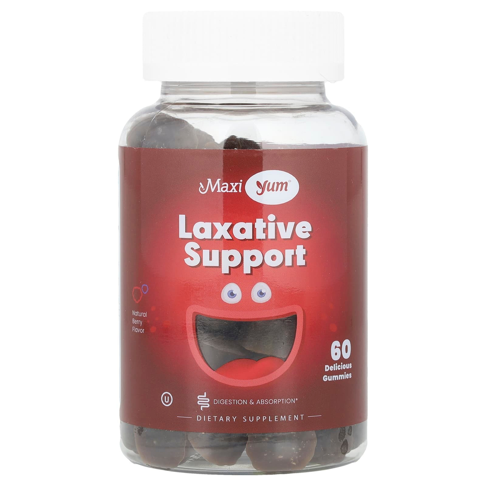 Maxi Health, слабительное жевательное средство, со вкусом натуральных ягод, 60 вкусных жевательных таблеток