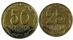 Набор из 2 монет 25 копеек и 50 копеек 2004 год, Украина.