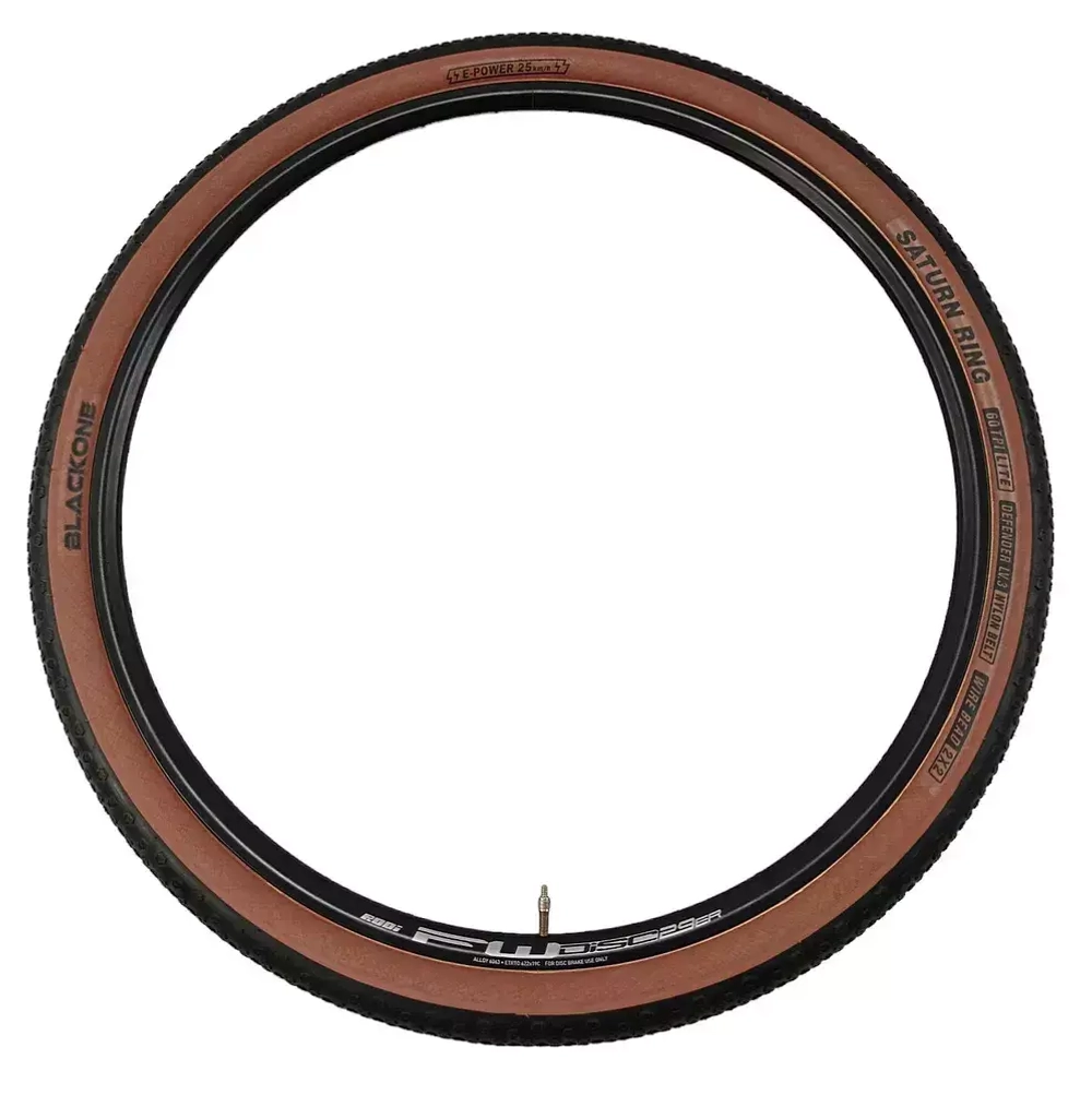 Покрышка для велосипеда 28" Blackone Saturn Ring 700 x 45c (47-622) черная с коричневой боковиной, металлический корд