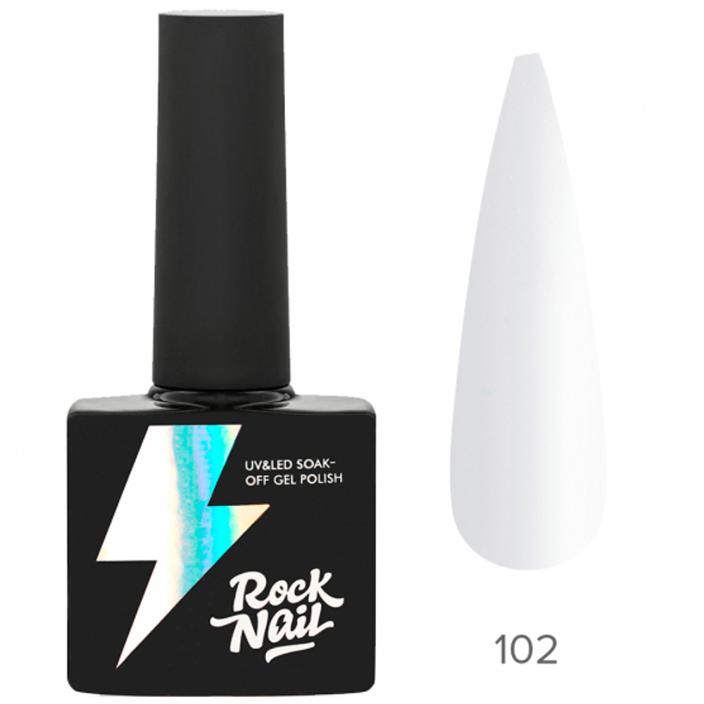 RockNail Гель-лак Basic 102 Ultra White (Ультра белый), 10мл