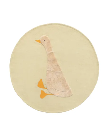 Ковер Milu зеленый хлопок с рисунком гуся Ø 100 см