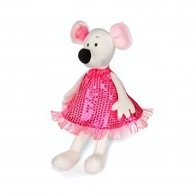 Крыса Василиса в бордовом платье, 28 см.