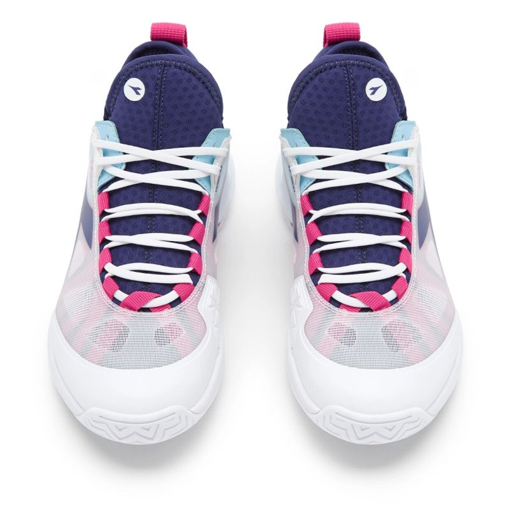 Женские теннисные кроссовки Diadora Speed Blushield Fly 4 + AG - white/blue print/pink yarr