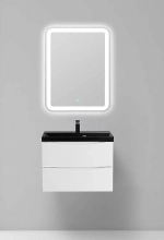 Тумба с раковиной BelBagno MARINO 60 белая матовая/черная раковина