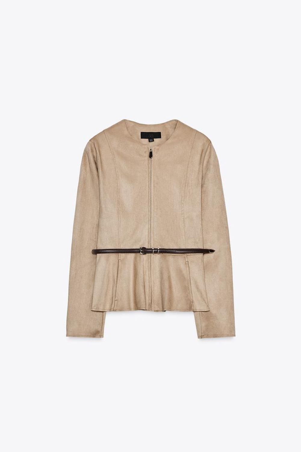 ZARA КУРТКА С БАСКОЙ И ПОЯСОМ, РЫЖЕВАТО-КОРИЧНЕВЫЙ