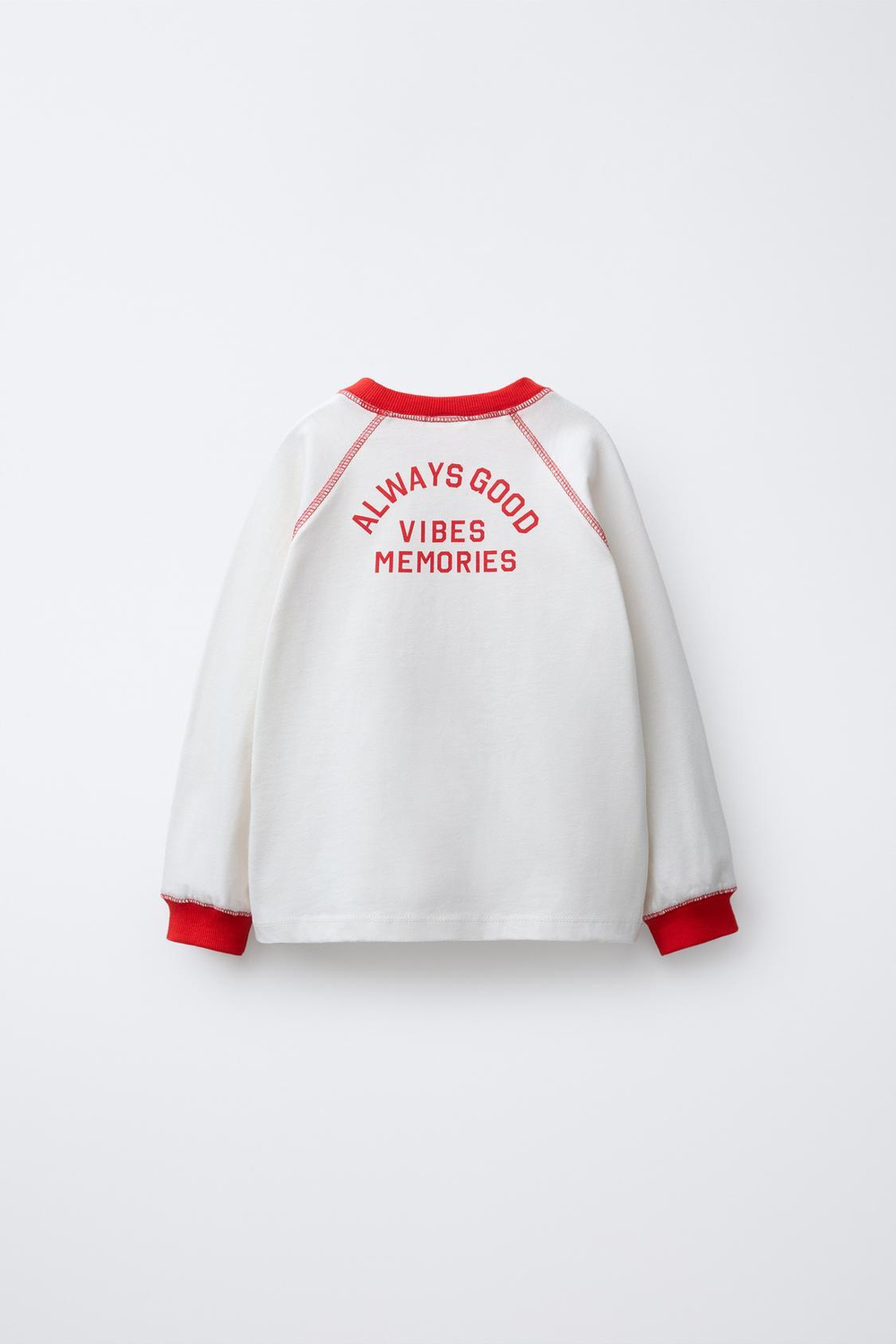 ZARA ФУТБОЛКА С РУКАВАМИ РЕГЛАН И НАДПИСЬЮ, ЭКРЮ