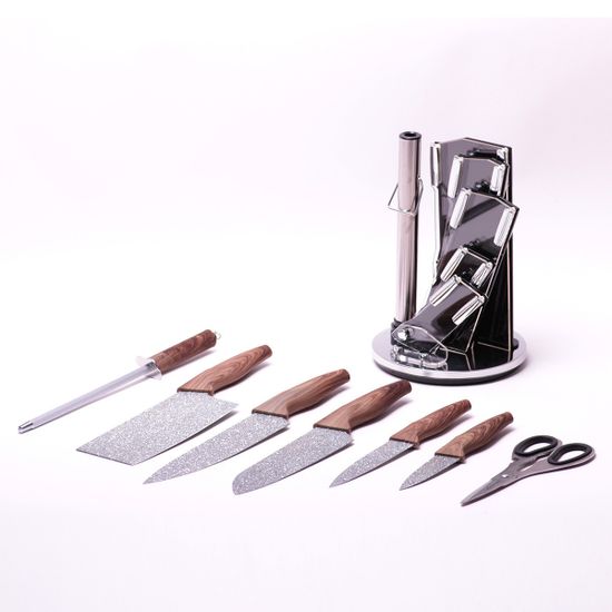 Набор кухонных ножей и ножницы на акриловой подставке 8 предметов Kamille