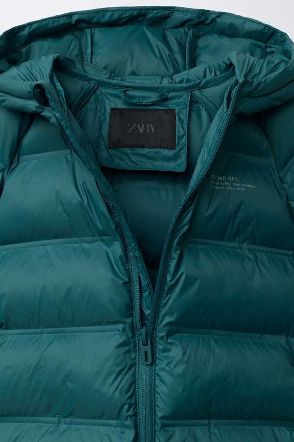 ZARA ЛЕГКАЯ НЕПРОМОКАЕМАЯ КУРТКА, ЗЕЛЕНОВАТО-СИНИЙ