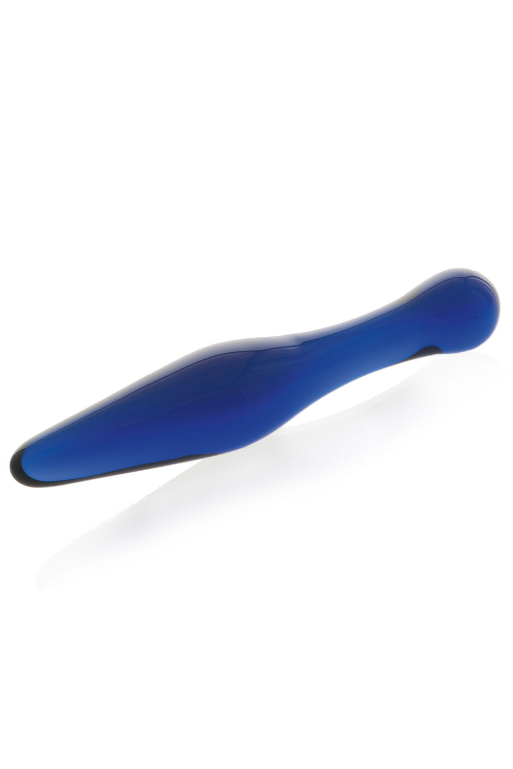 Анальная втулка стеклянная гладкая голубая, 18 см