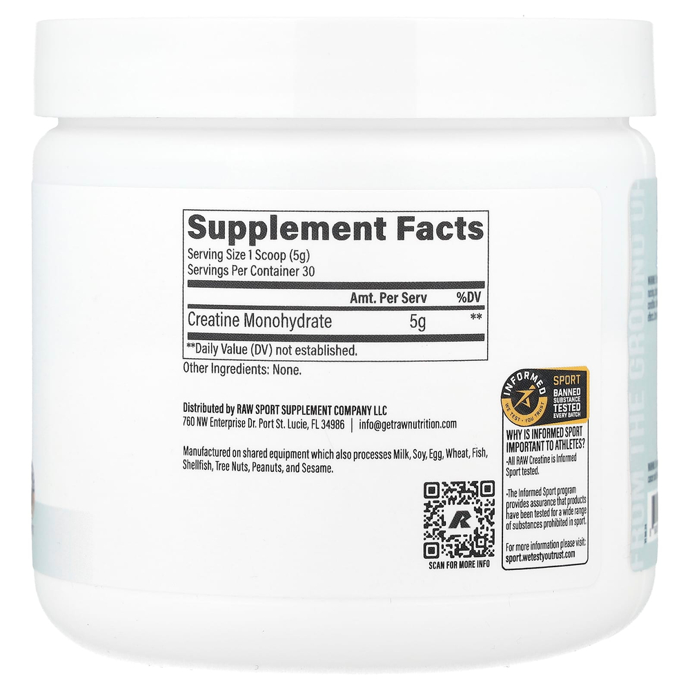 Raw Nutrition, Essentials, моногидрат креатина, без добавок, 150 г (5,29 унции)