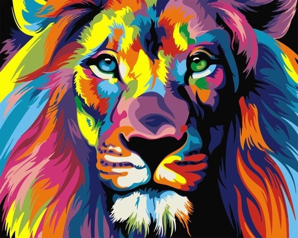 Картина по номерам 40х50 -Радужный лев