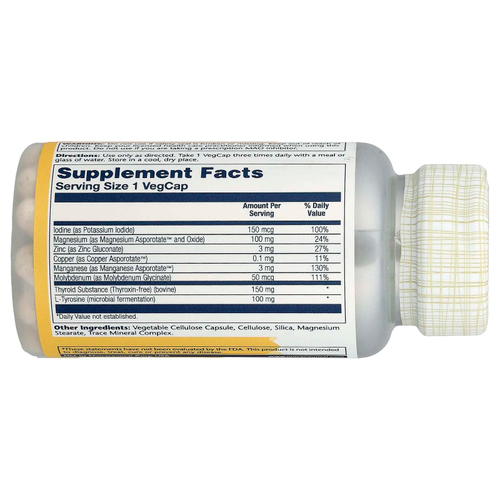 Solaray, сублимированные капсулы для щитовидной железы, 60 капсул