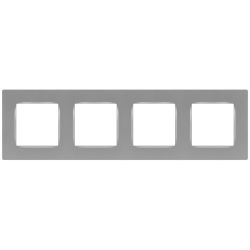 Рамка для розеток и выключателей ЭРА Серия 12 12-5204-03 на 4 поста, Классик, алюминий