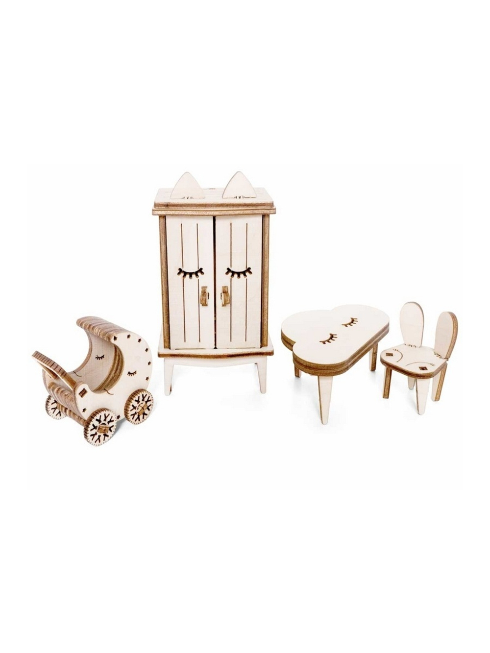 Деревянный конструктор Lemmo МОДЕЛЬ "НАБОР МЕБЕЛИ ДЕТСКАЯ", 155 деталей