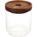 Банка для продуктов стеклянная 500мл «Хай-Тек» с крышкой из акации 9*10см