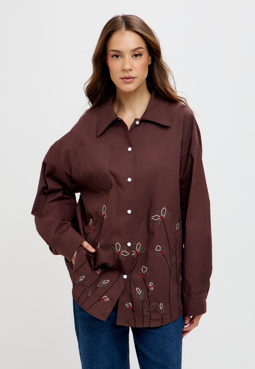 Рубашка из хлопка с вышивкой
